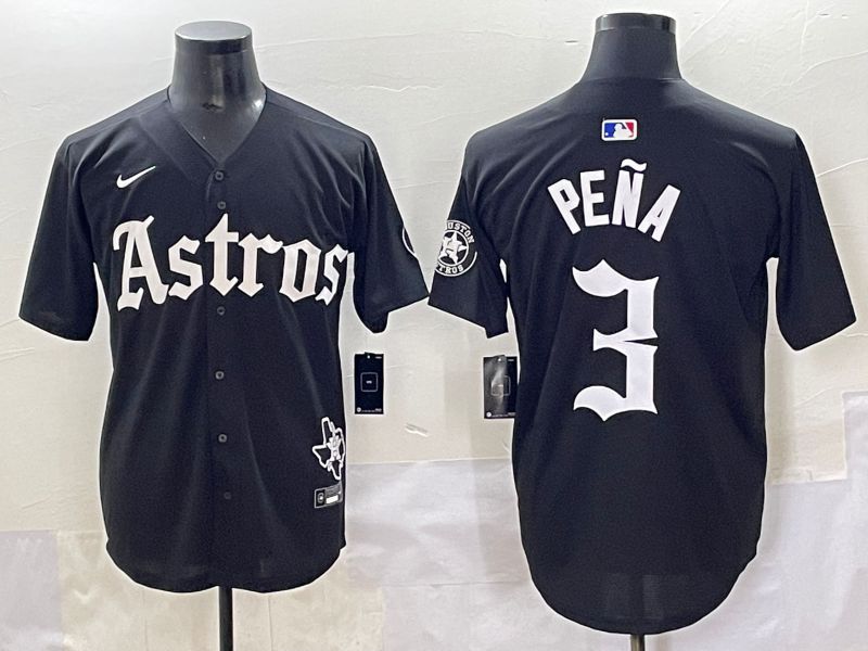 Men 2025 Houston Astros #3 Pena Black Five generations Joint Name Nike MLB Jersey style 1